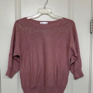 89th & Madison Pink Sweater with Gold Accents